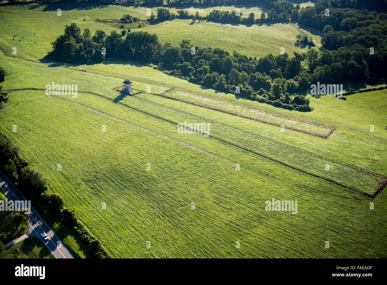 Vista aerea di un cavallo competitivo via in Harford County, MD. Foto Stock