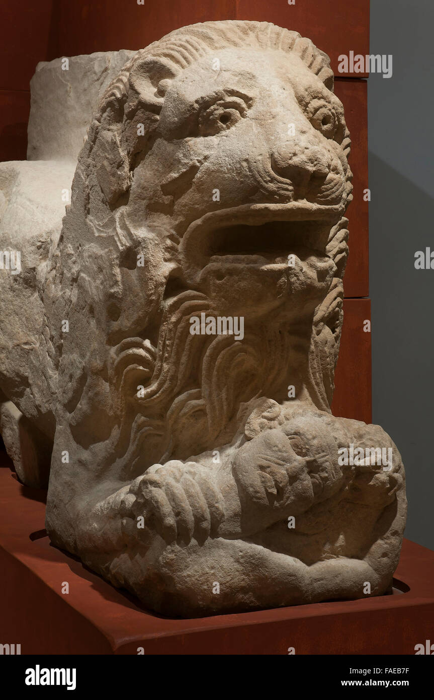 Leone di Castulo, Museo Archeologico, Linares, Jaen provincia, regione dell'Andalusia, Spagna, Europa Foto Stock