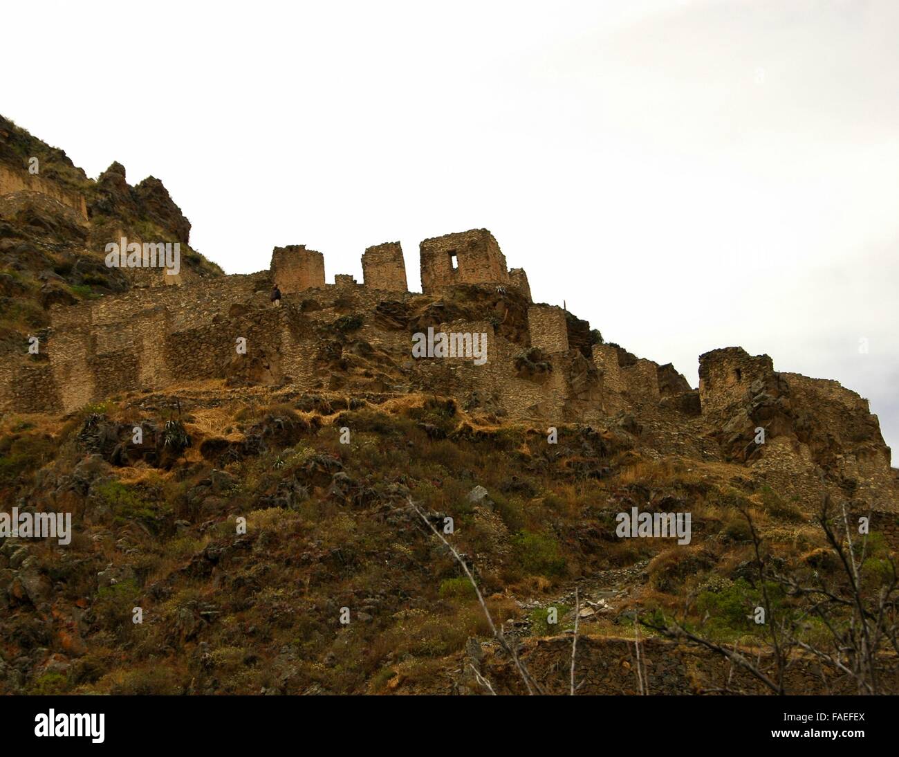 Antica pietra inca di Ollantaytambo, Perù. Foto Stock