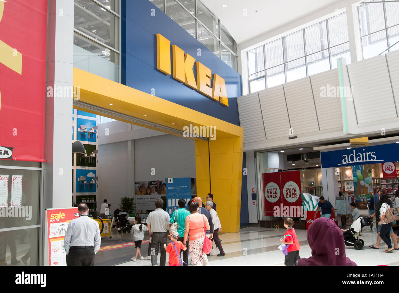 Arredamento IKEA ingresso del negozio a Rodi shopping center a Sydney, Nuovo Galles del Sud, Australia Foto Stock