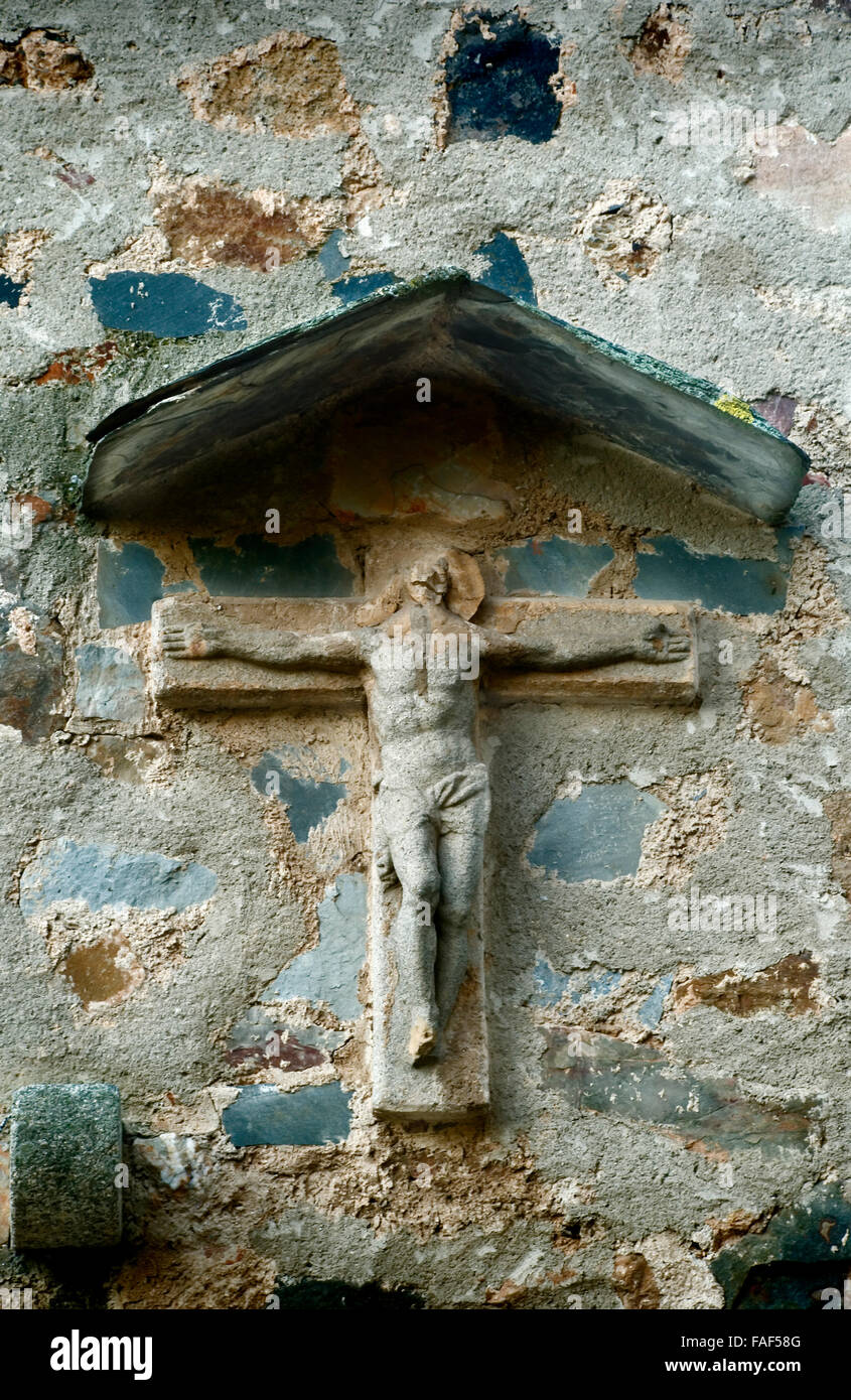 Croce in strada, centro storico, Caceres, Estremadura, Spagna Foto Stock