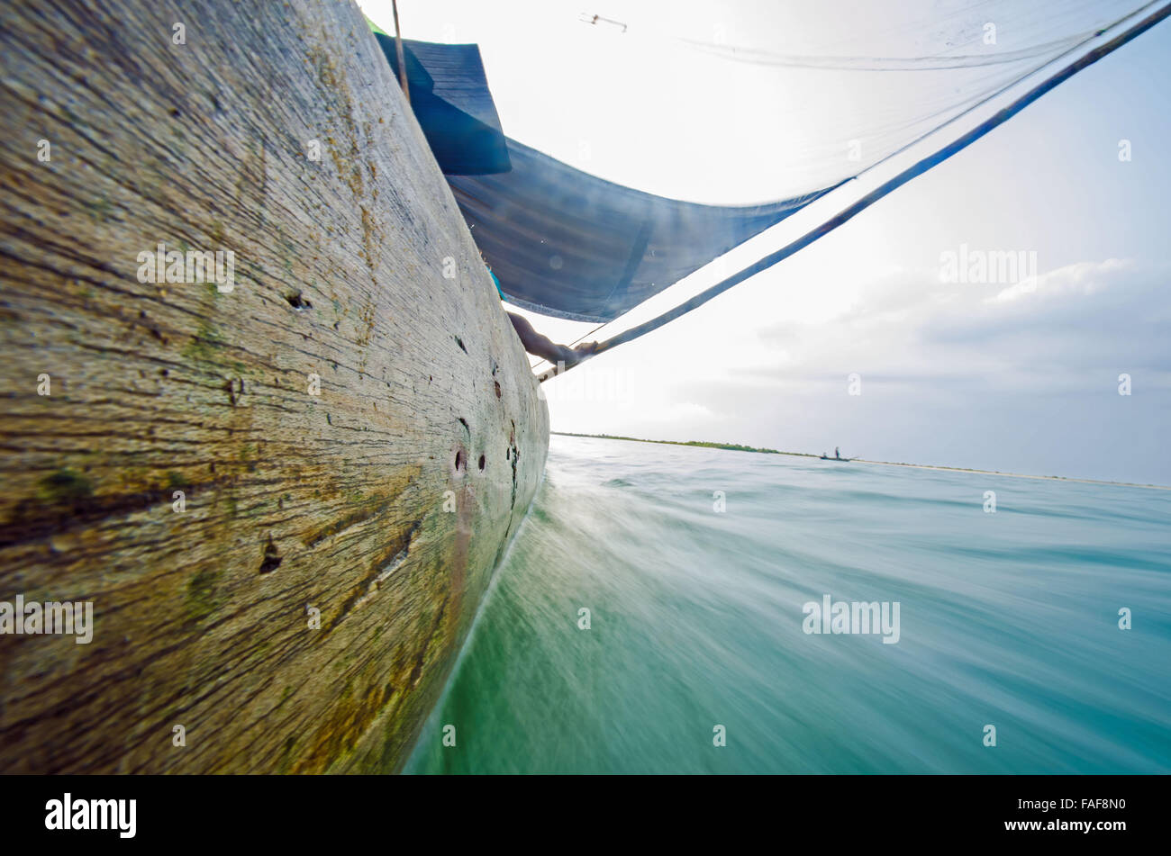 In legno barca a vela, Sierra Leone. Foto Stock