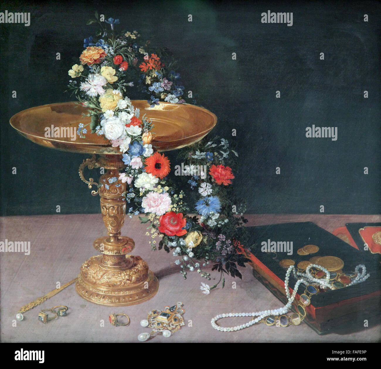 Still-Life con fiori e gioielli 1618.by Jan Brueghel il Vecchio 1568-1625 Foto Stock