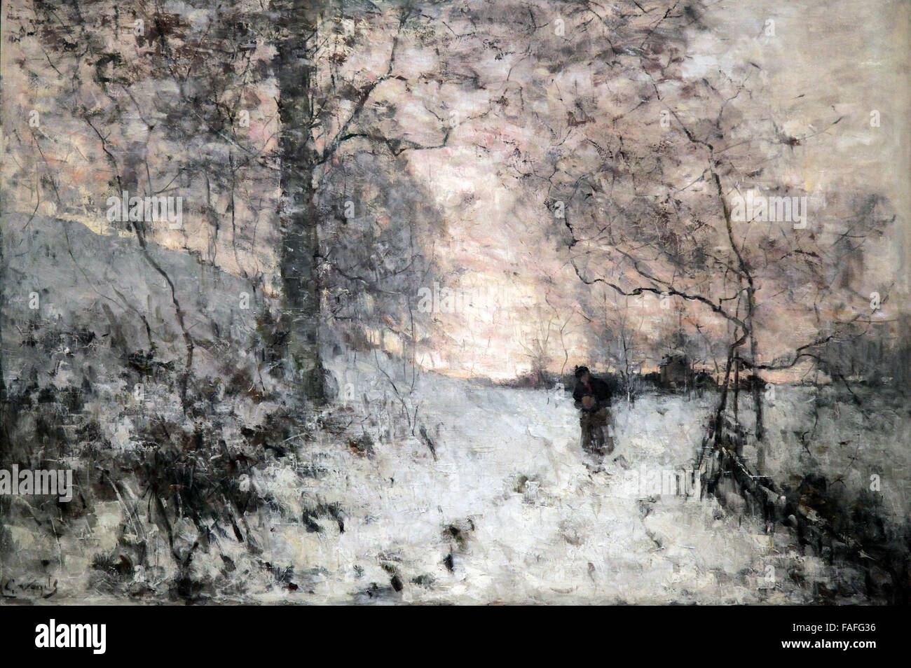 Serata neve 1883 di Guillaume Vogels 1836-1896 pittore impressionista belga. Foto Stock