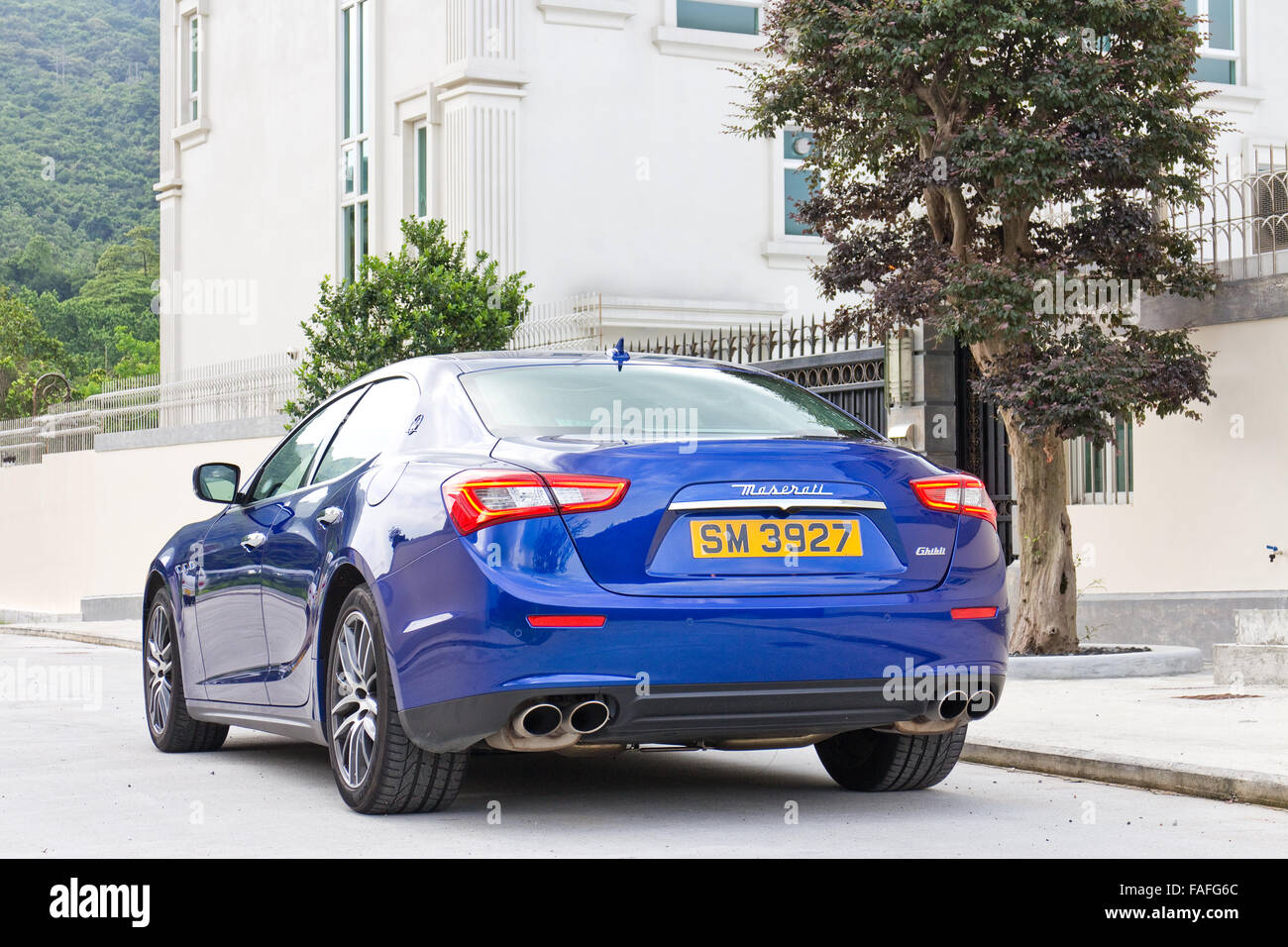 Hong Kong Cina Giugno 5, 2014 : Maserati Ghibli sport berlina test drive il 5 giugno 2014 a Hong Kong. Foto Stock