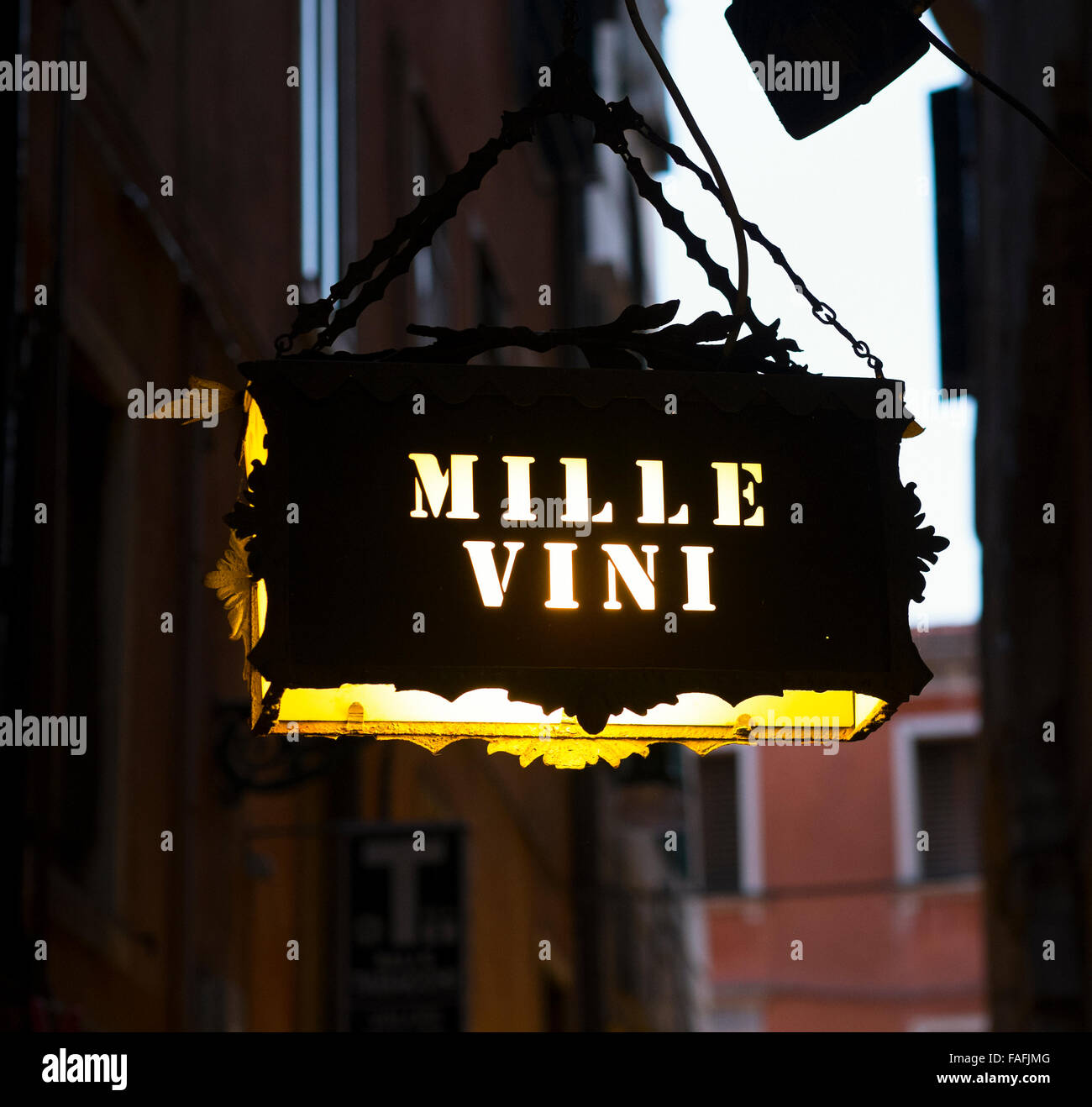Segno di venezia street Mille Vini Foto Stock