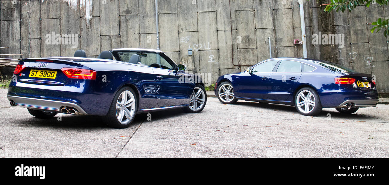 Hong Kong Cina giu 3, 2014 : Audi S5 e S5 Cabriolet 2014 test drive su giu 3 2014 a Hong Kong. Foto Stock