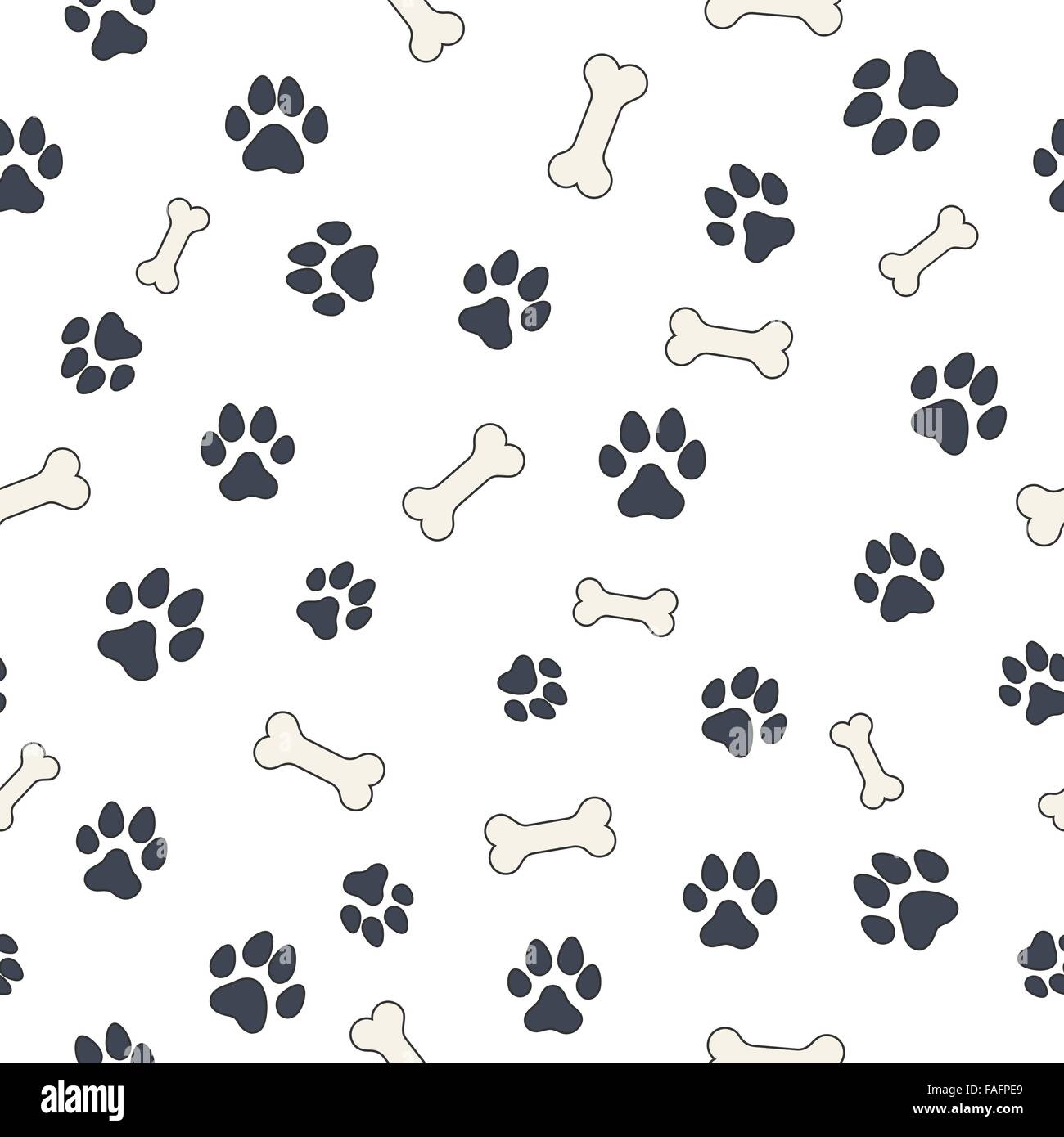 Carta da parati senza giunture pattern con cane le ossa e le zampe per il vostro design Illustrazione Vettoriale