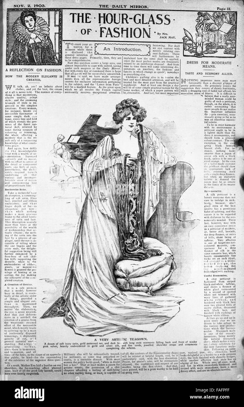 Giornale di moda donna in funzione il Daily Mirror ha pubblicato il 2 novembre 1903 Foto Stock