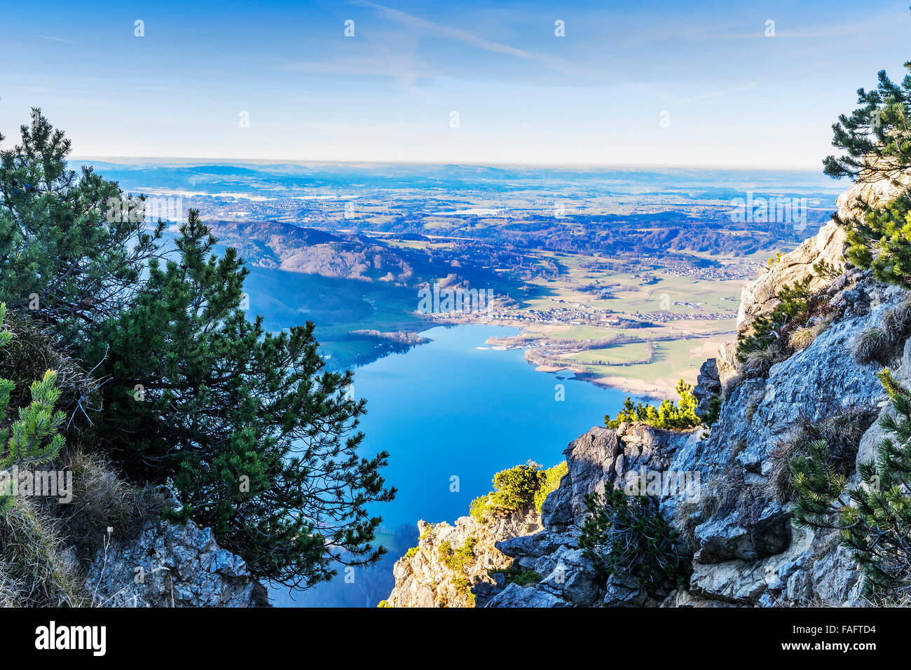 Vista dalla montagna a Jochberg Kochelsee nelle Alpi in Baviera, Germania Foto Stock