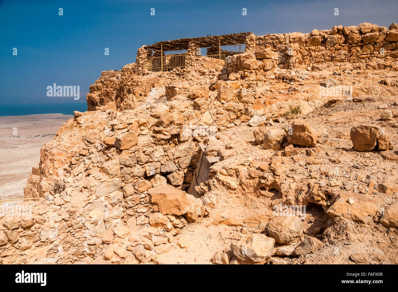 Masada - antica fortezza nel sud di Israele, sul bordo orientale del Deserto della Giudea affacciata sul Mar Morto. Dopo la F Foto Stock