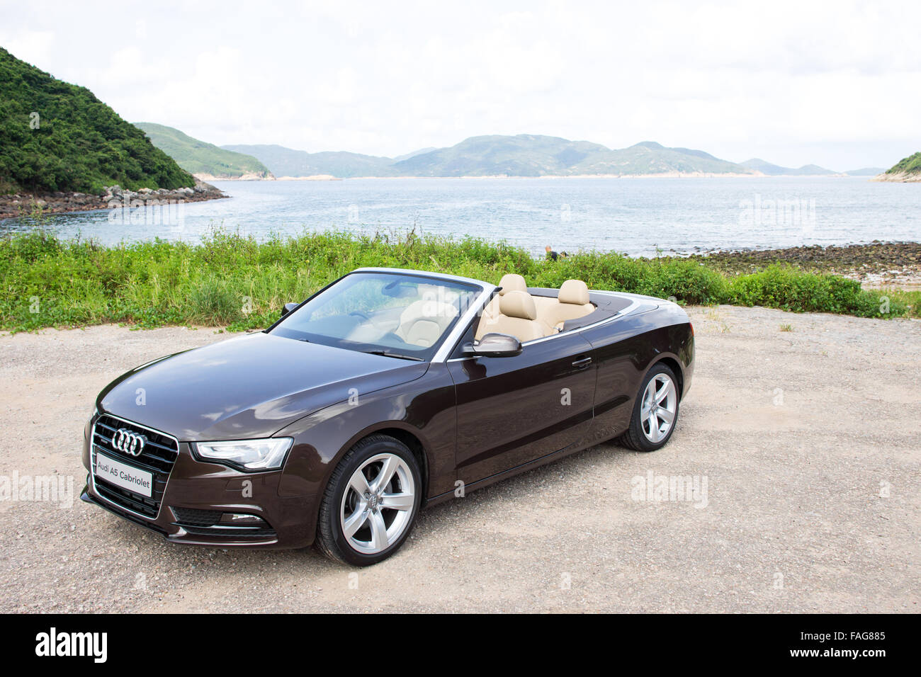 Hong Kong Cina Aug 31, 2012 : Audi A5 Cabriolet test drive su agosto 31 2012 a Hong Kong. Foto Stock