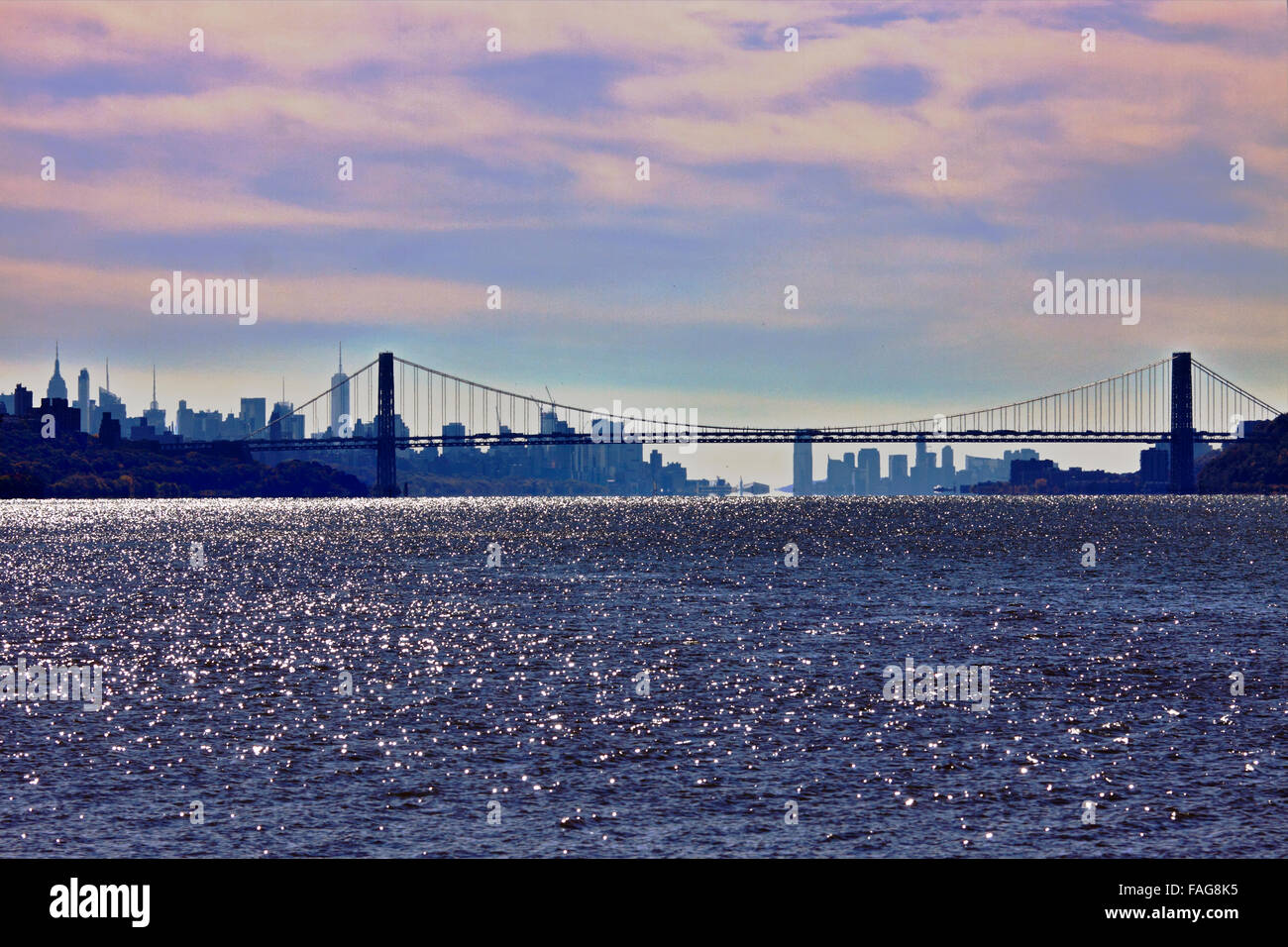 George Washington Bridge sul fiume Hudson il collegamento di New York e New Jersey Foto Stock