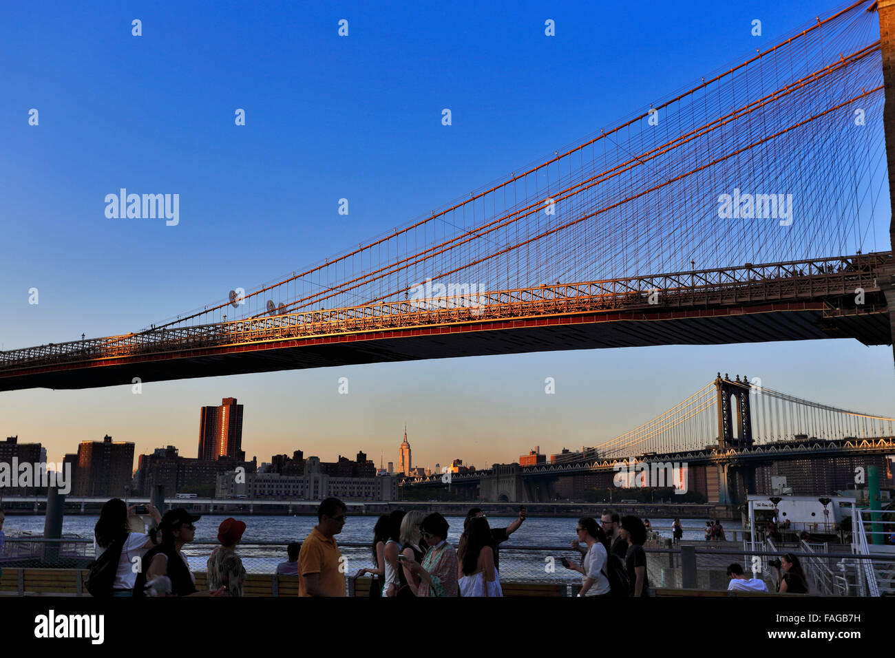 Brooklyn e ponti di Manhattan a New York City Foto Stock