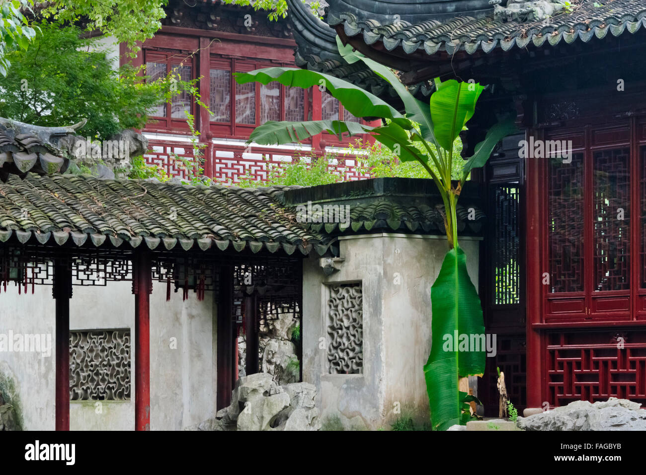 Edificio tradizionale in Il Giardino di Yuyuan, Shanghai, Cina Foto Stock