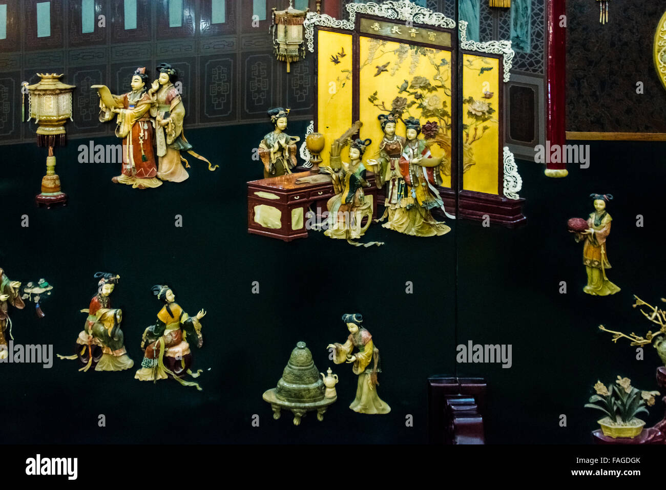 Rilievo raffigurante ladies nei vecchi giorni, Nanjing, provincia dello Jiangsu, Cina Foto Stock