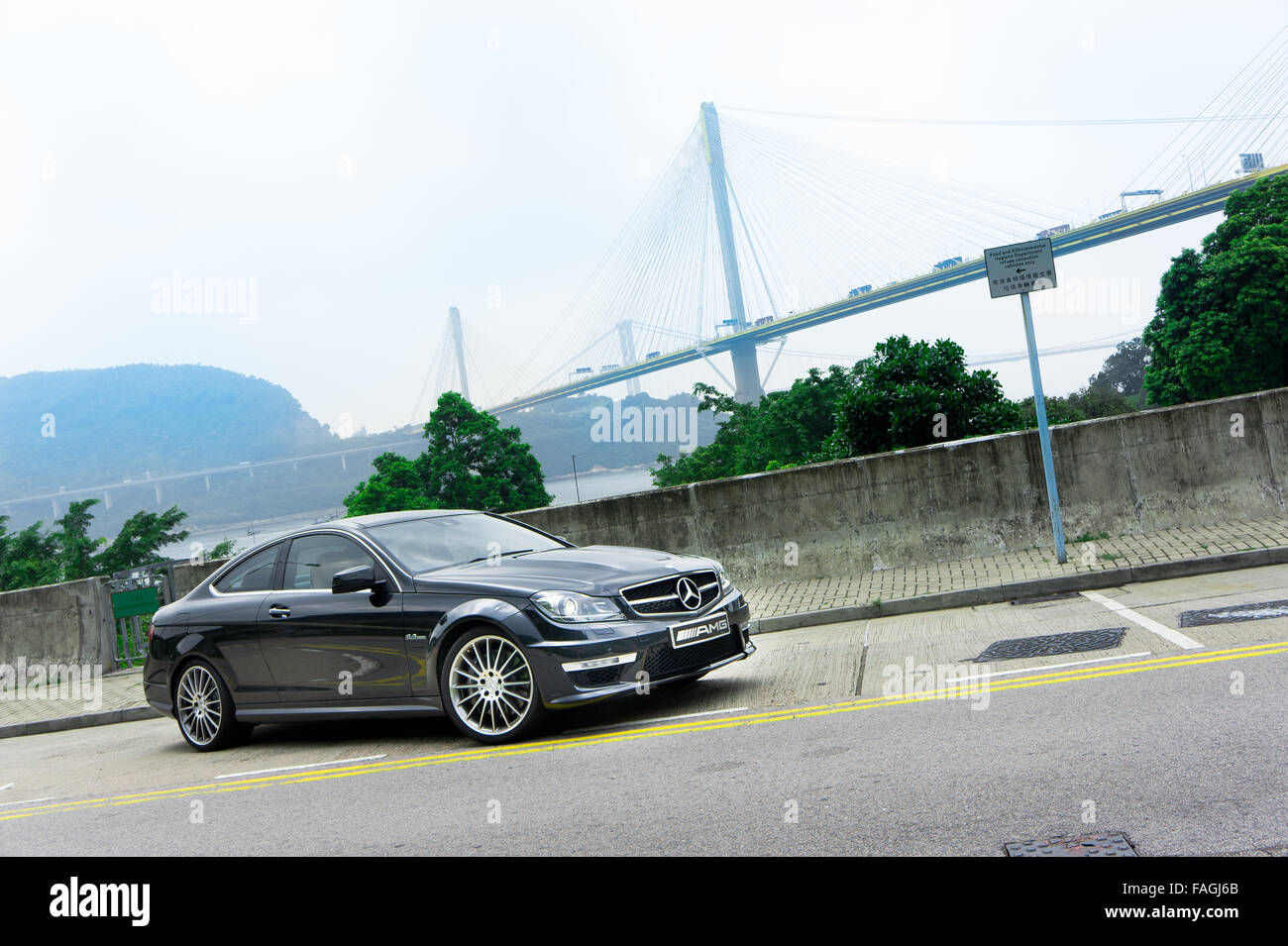 Hong Kong Cina settembre 7, 2011 : Mercedes C63 AMG test drive a settembre 7 2011 a Hong Kong. Foto Stock