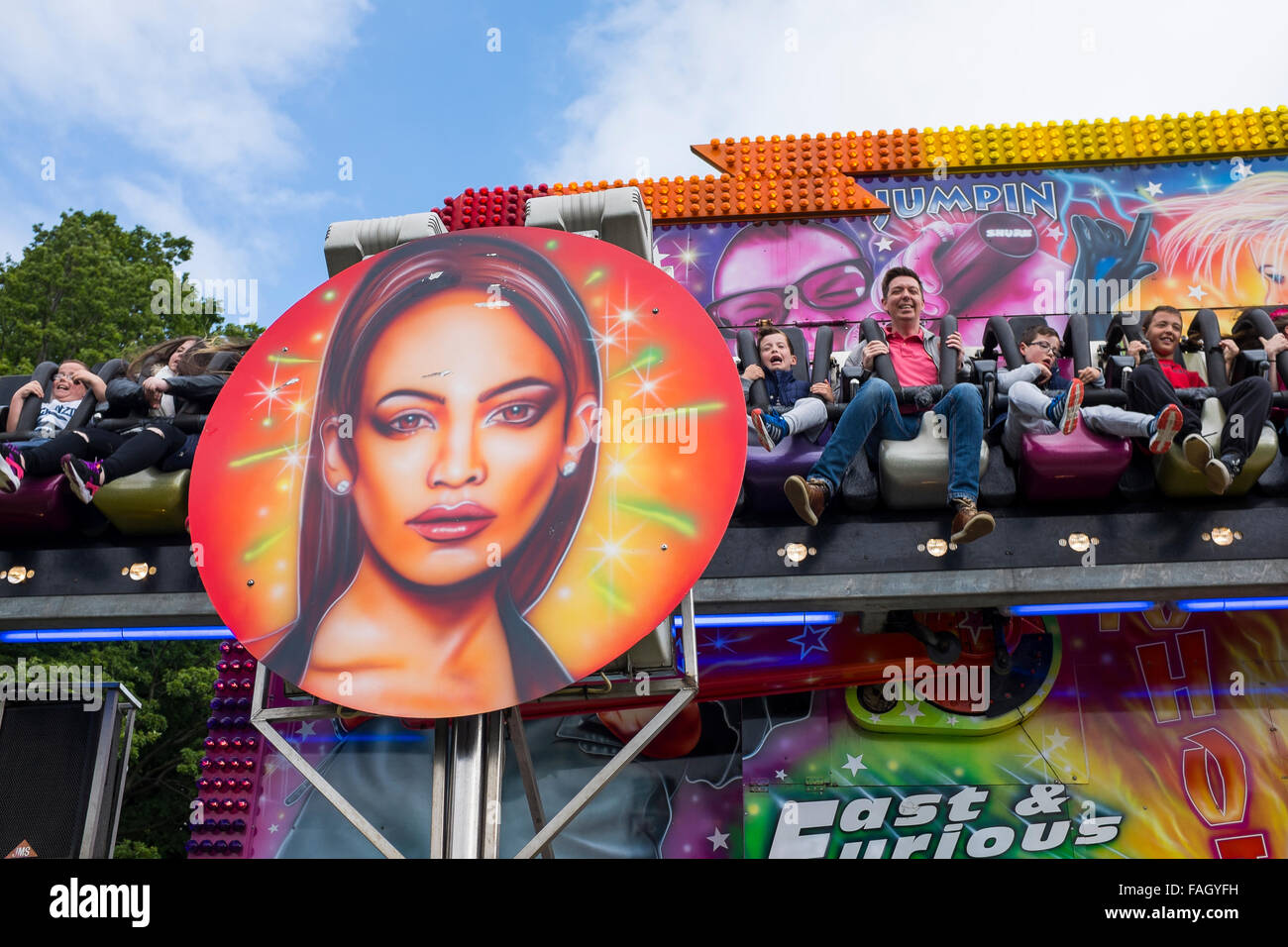 Un giro di Miami è parte delle attrazioni in Africa Oye festival tenutosi a Liverpool uno dei più grande del Regno Unito free music festival Foto Stock