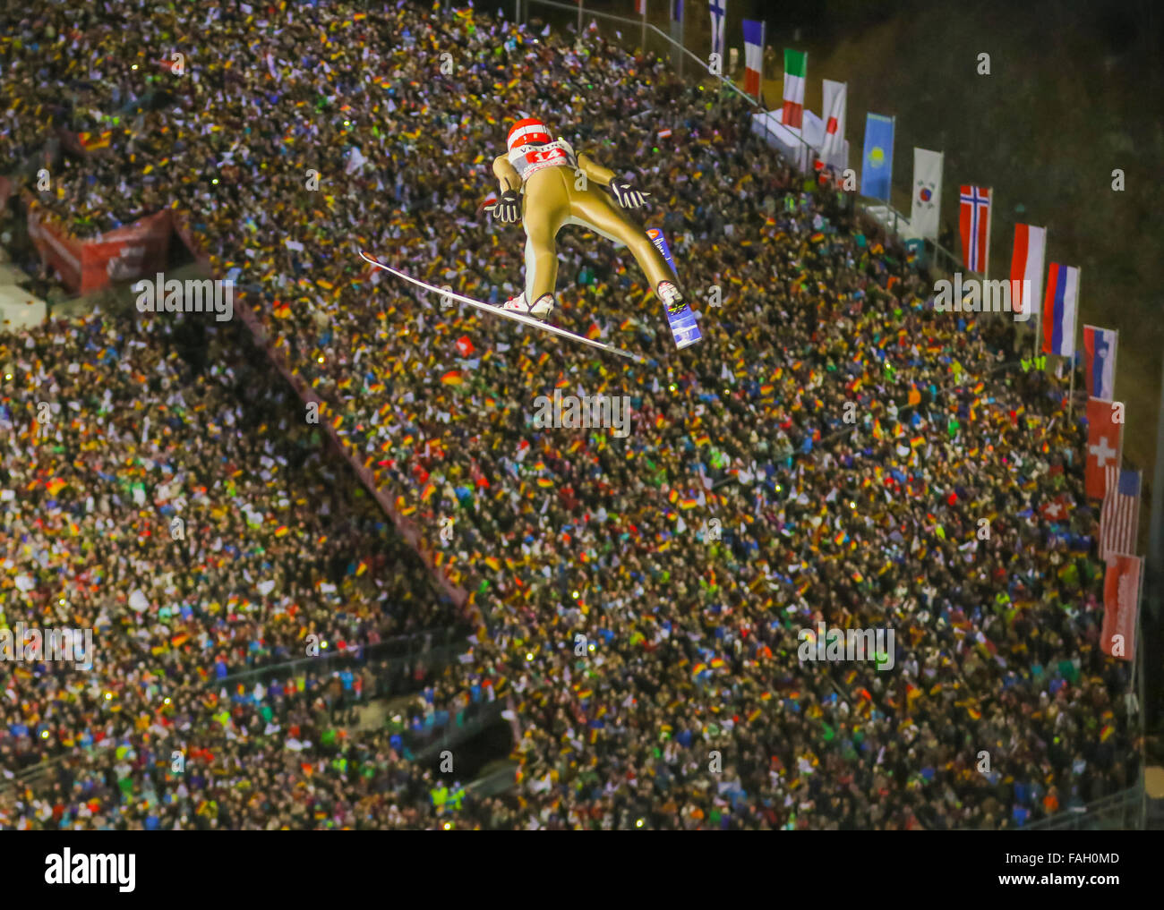 Richard FREITAG, GER in azione al Torneo delle quattro colline skijumping su dicembre 29, 2015 a Oberstdorf in Germania. © Peter Schatz / Alamy News Foto Foto Stock