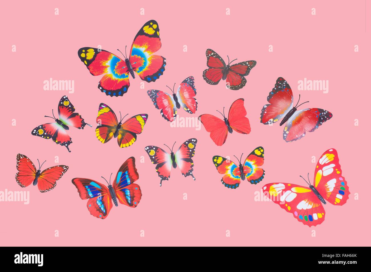 Raccolta di Rosso Farfalle Fantasia Clip Art Foto Stock