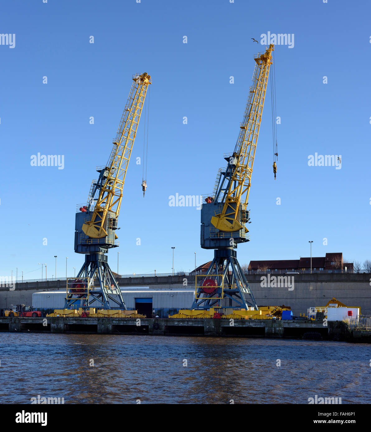 Porto di Sunderland gru dock sul fiume usura. Foto Stock