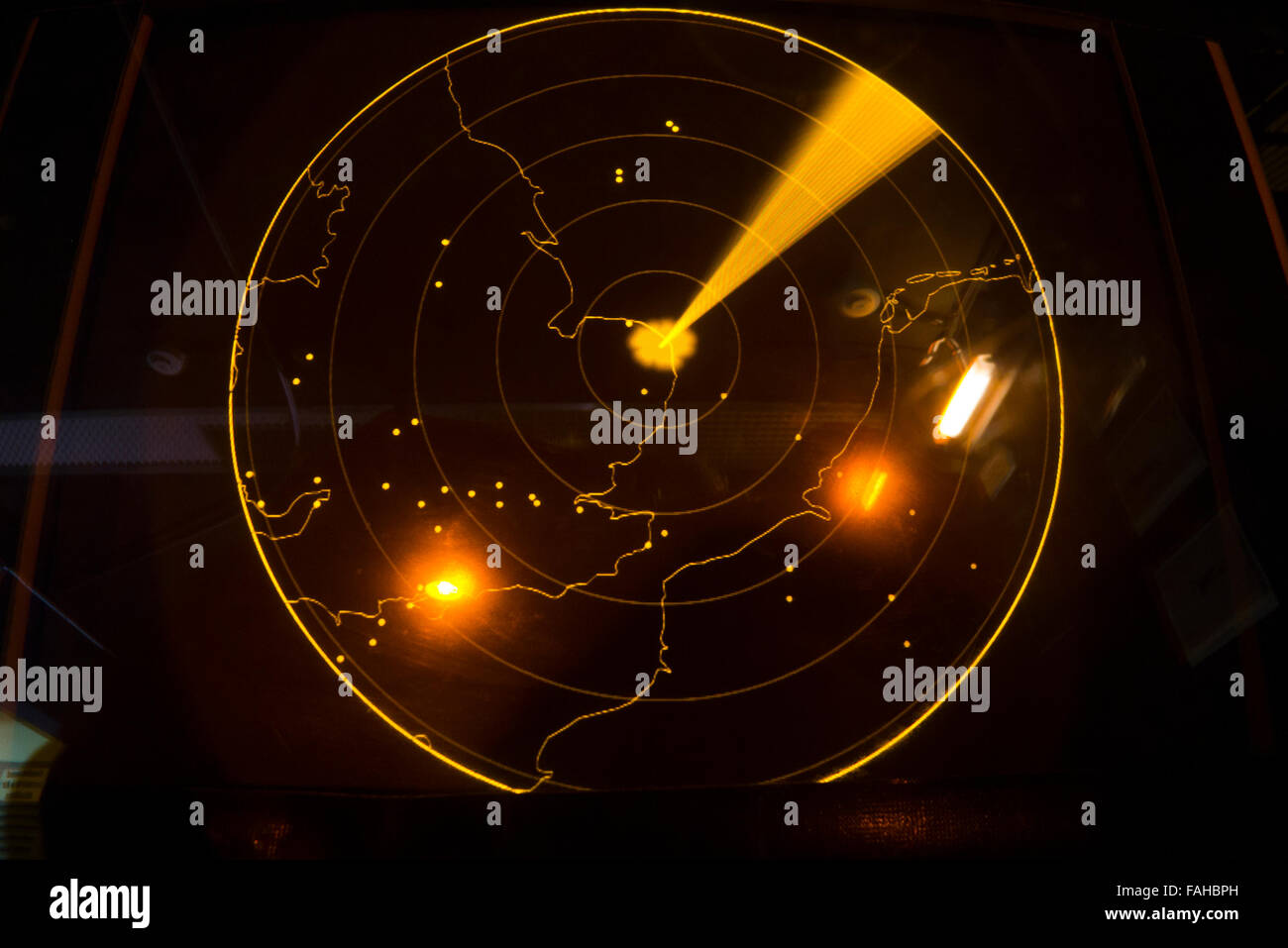 Nella schermata Radar prese a RAF Neatishead, Norfolk, RAF Air Defence Radar Museum. Foto Stock