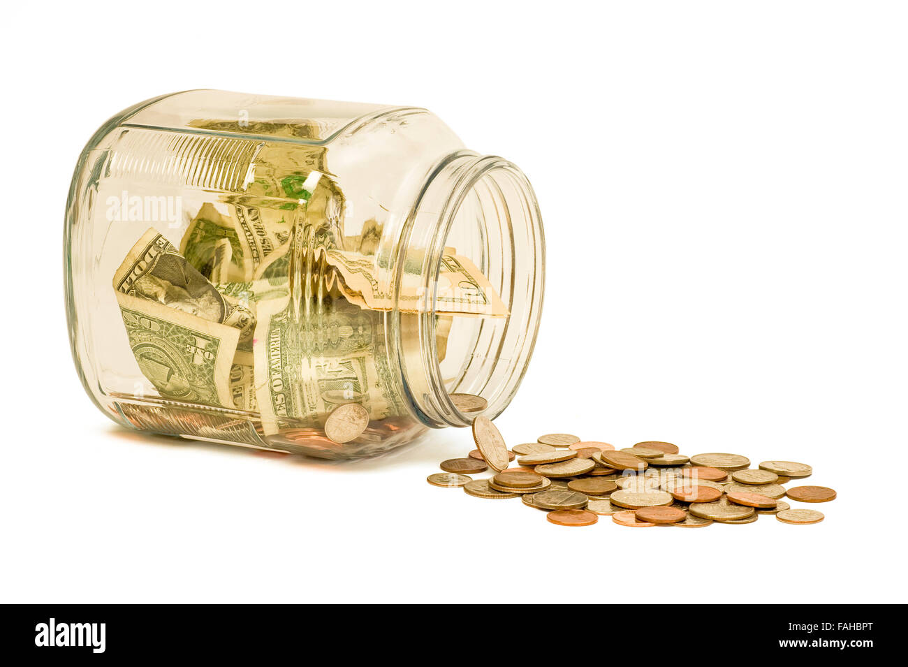 Fuoriuscita di denaro Jar Foto Stock