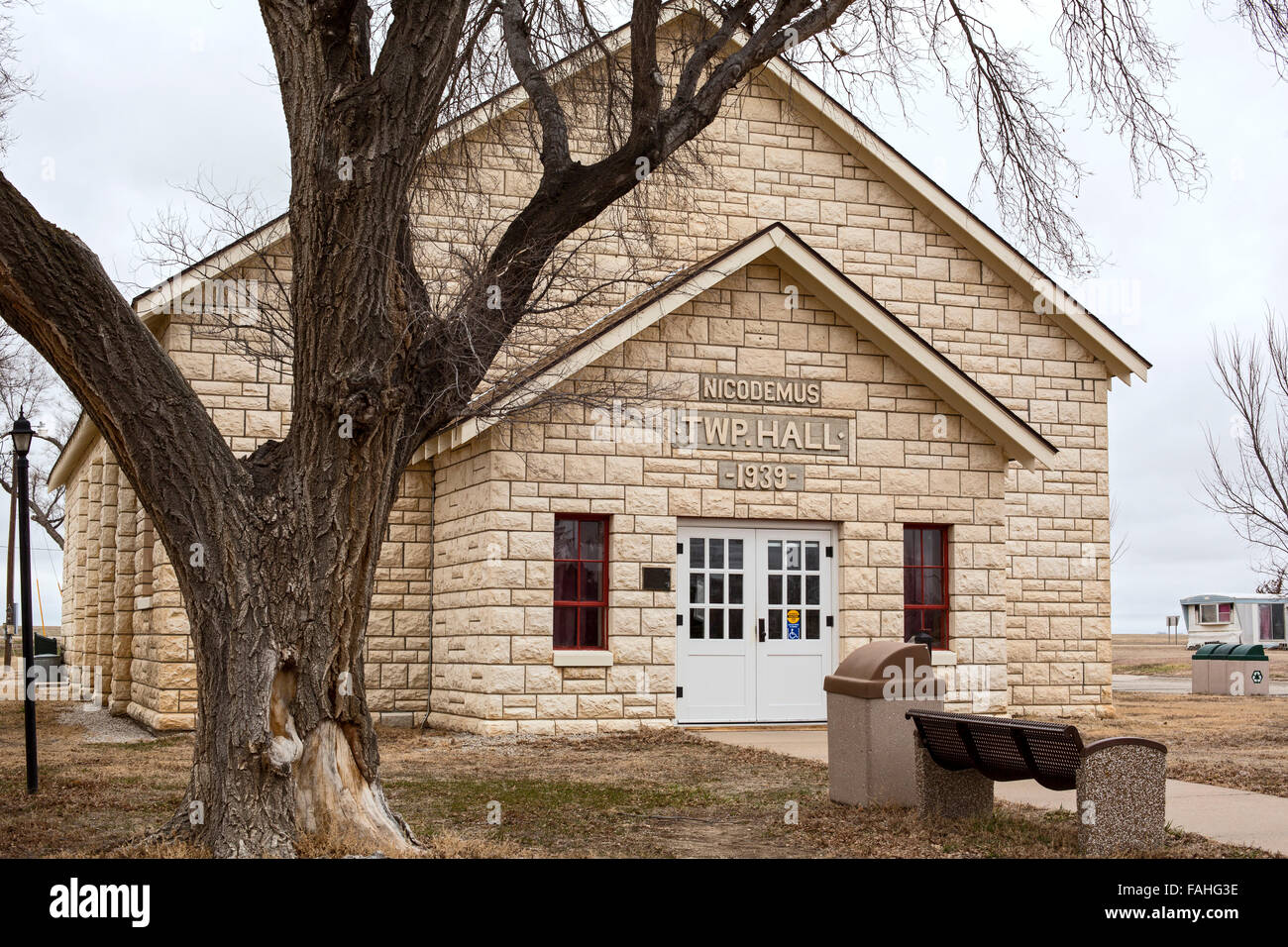 Nicodemo, Kansas - township hall a Nicodemo National Historic Site. Foto Stock