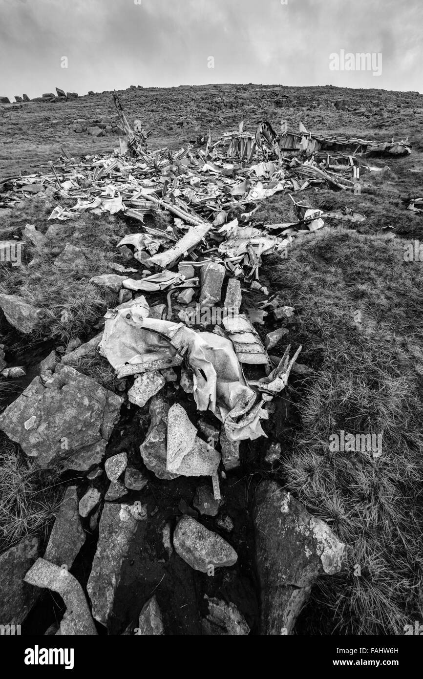 Relitto di WWII Canadian Air Force crash di Wellington Bomber MF509 a Carreg Coch in Brecon Beacons South Wales UK Foto Stock