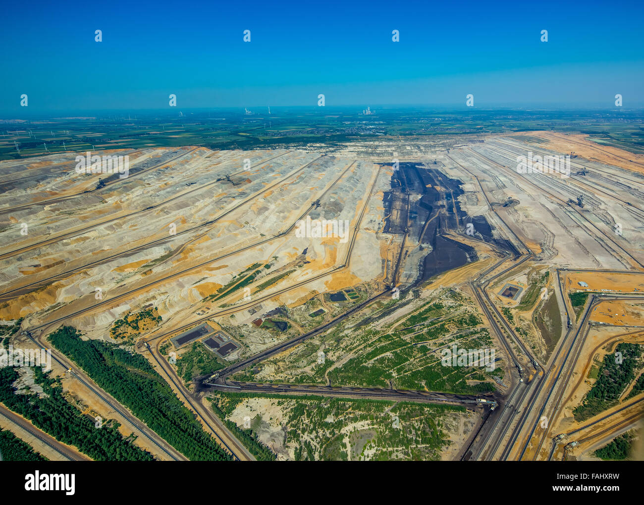 Vista aerea, lignite, marrone coal mining Niederzier, Braunkohletagebau,Elsdorf, Basso Reno estrazione della lignite,della Renania settentrionale-Vestfalia Foto Stock