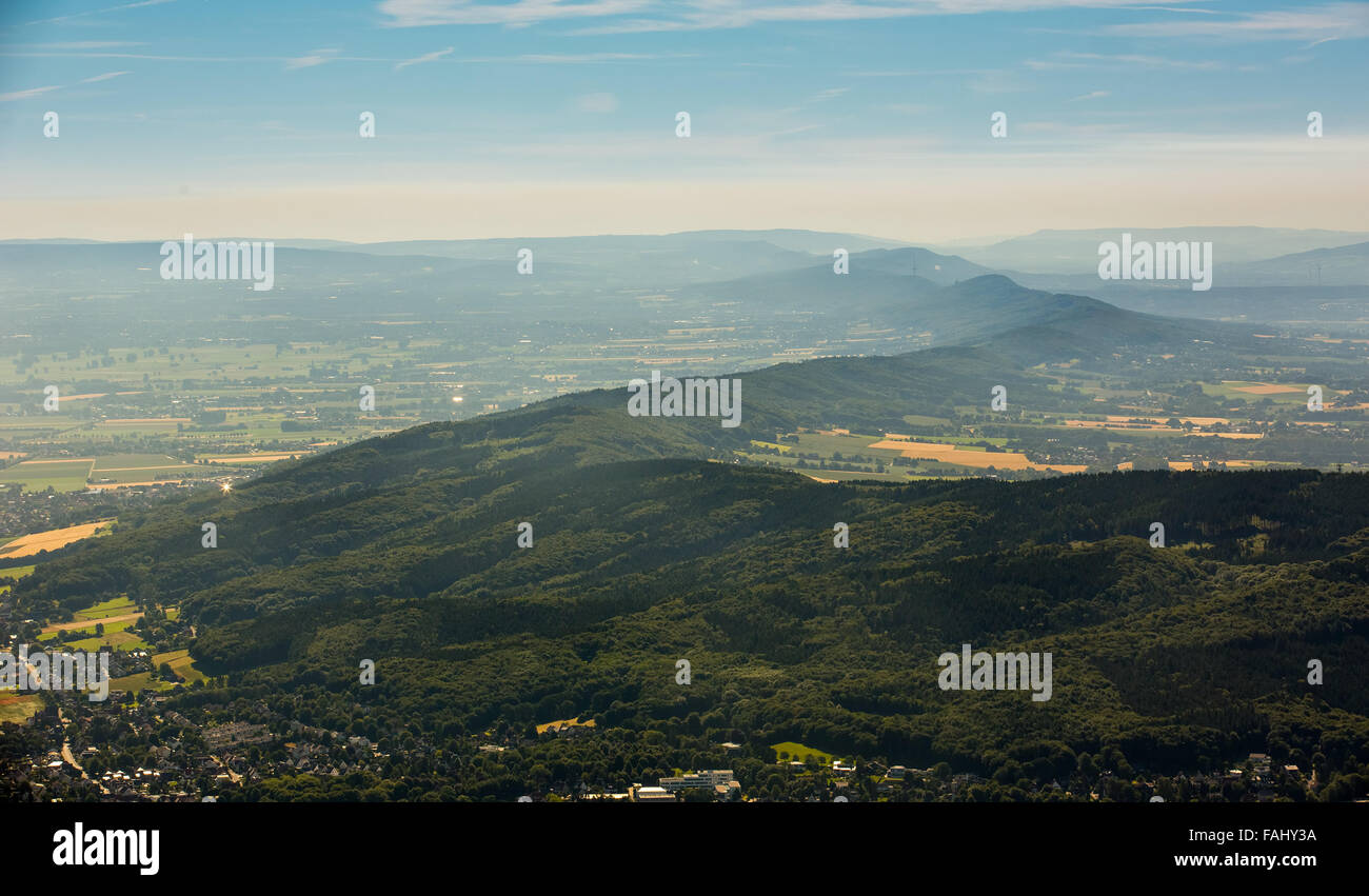 Vista aerea, Weserbergland visto da Lübbecke, altopiani, Renania settentrionale-Vestfalia, Germania, Europa, vista aerea, uccelli-occhi vista, Foto Stock