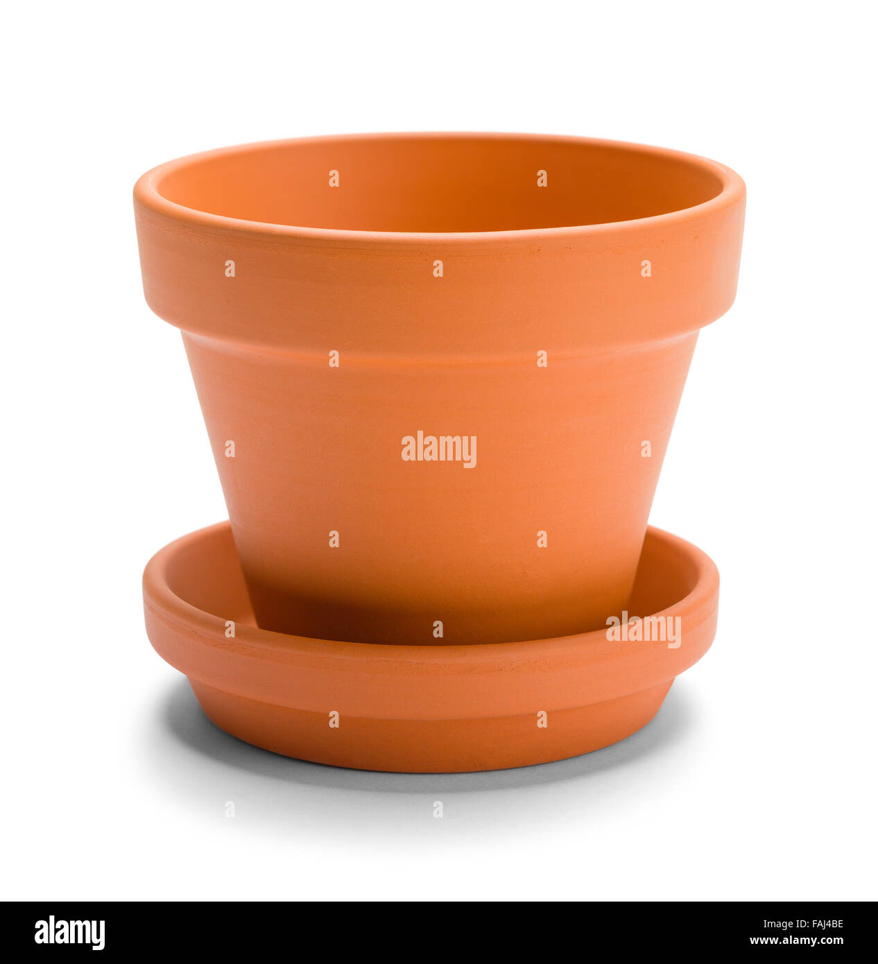 Arancione Piccolo vaso in terracotta isolato su uno sfondo bianco. Foto Stock