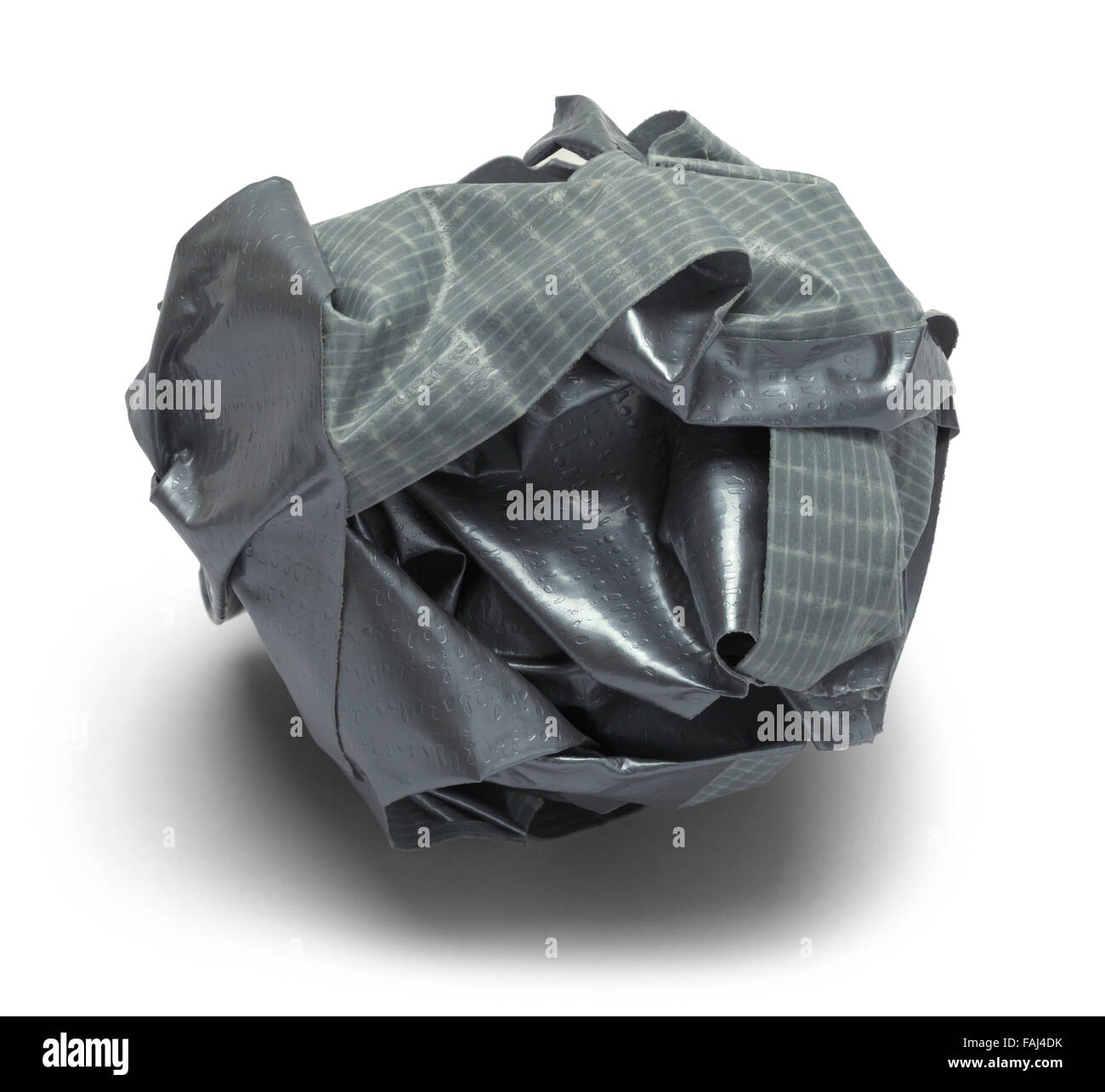 Sfera di grigio del nastro d'anatra isolato su uno sfondo bianco. Foto Stock