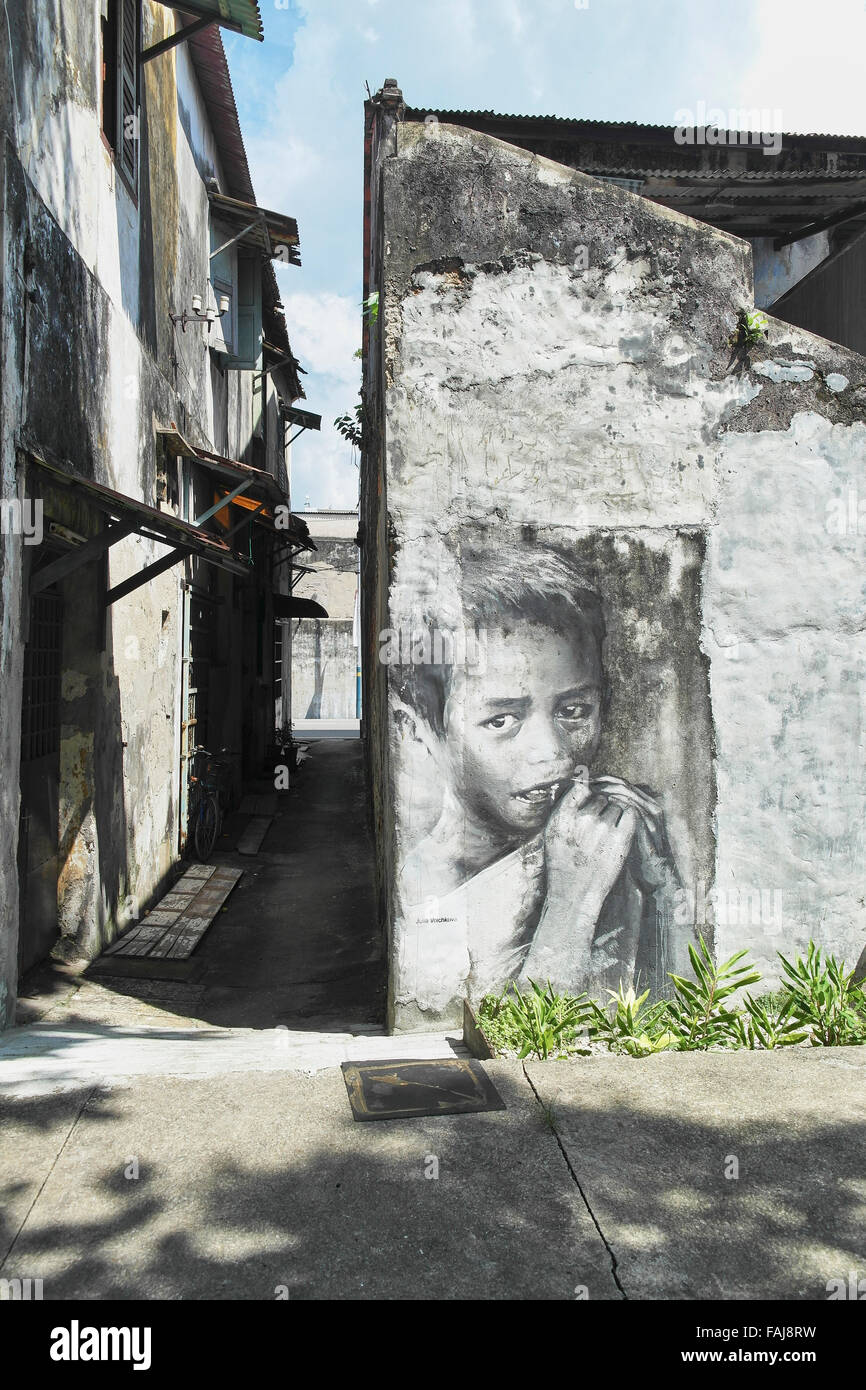 Famosa arte di strada sulla isola di Penang, Georgetown - Malesia Foto Stock