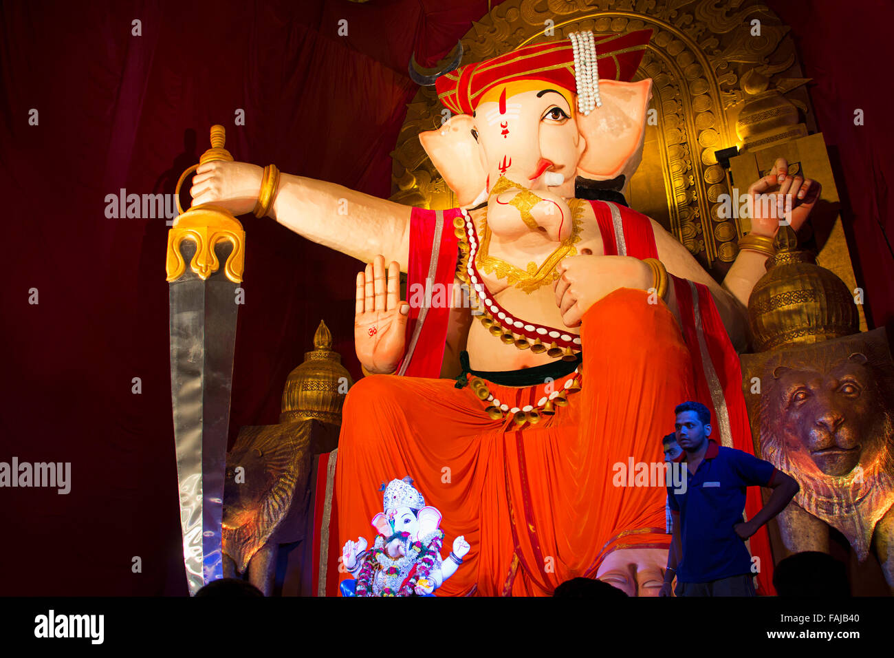 Signore Ganesha, Ganesh Festival, Jai Malhar tema di Pune, India Foto Stock