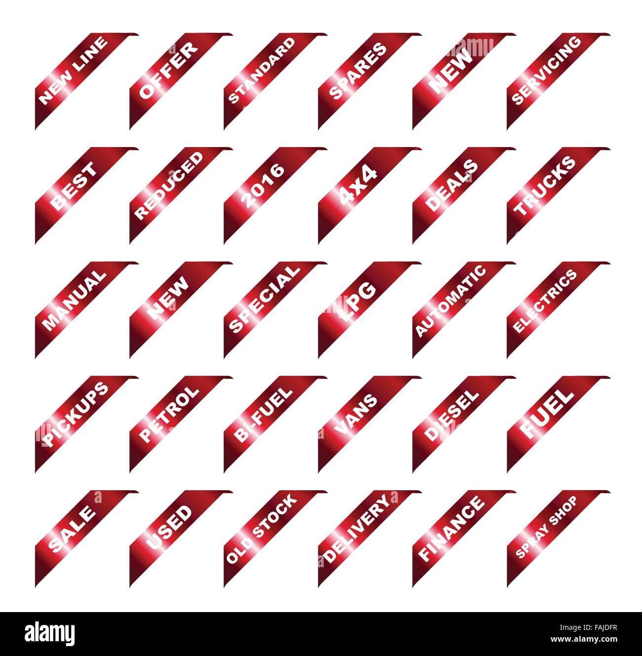 Una pagina collectionof riccioli d'angolo per il settore auto Illustrazione Vettoriale