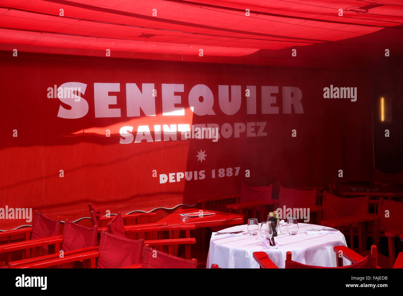 Cafe Senequier Saint Tropez, Francia Foto Stock