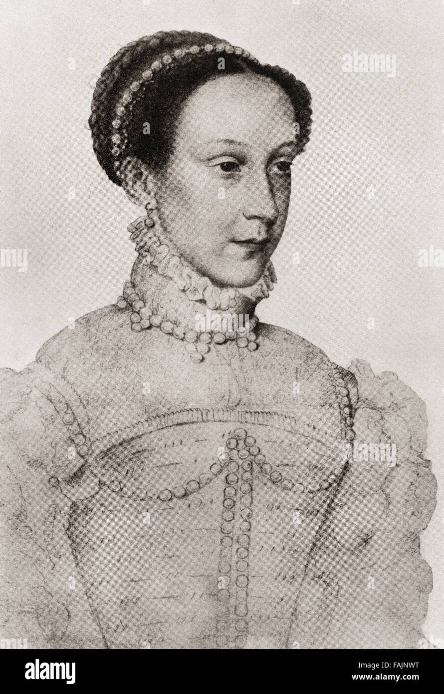 Maria, Regina di Scozia, 1542 - 1587 aka Maria Stuart o Maria I di Scozia. Regina di Scozia e regina consorte di Francia. Dopo un disegno attribuito a François Clouet. Foto Stock