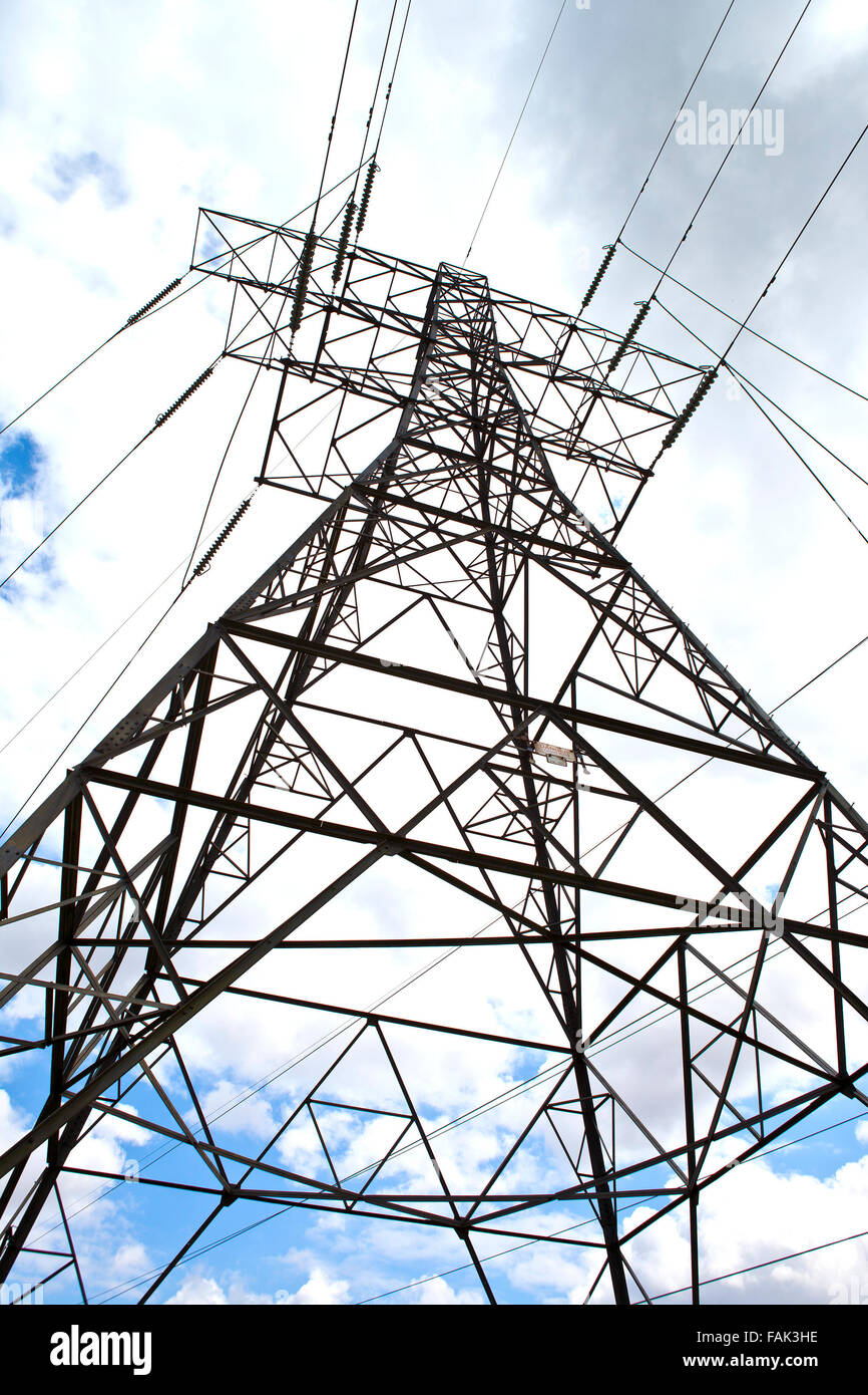 Close-up Power torre di trasmissione Foto Stock