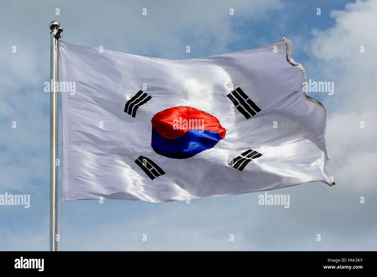 Corea del Sud bandiera al vento, Corea Foto Stock