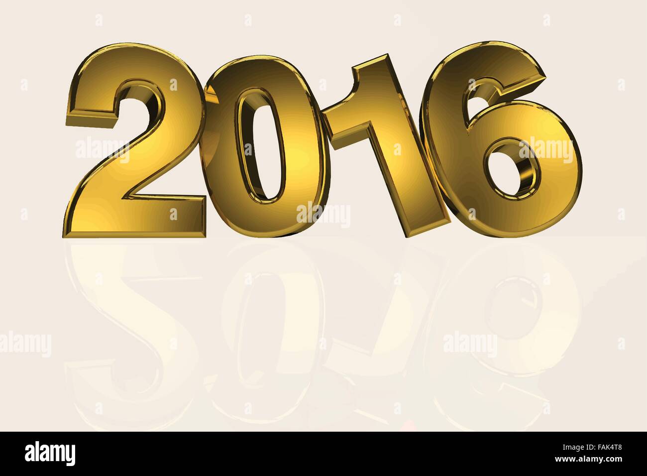 Numero Gold 2016 con la riflessione Illustrazione Vettoriale