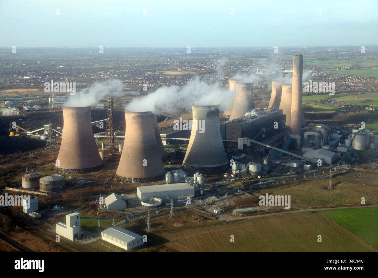 Vista aerea di Fiddlers Ferry Power Station nel Cheshire, Regno Unito Foto Stock