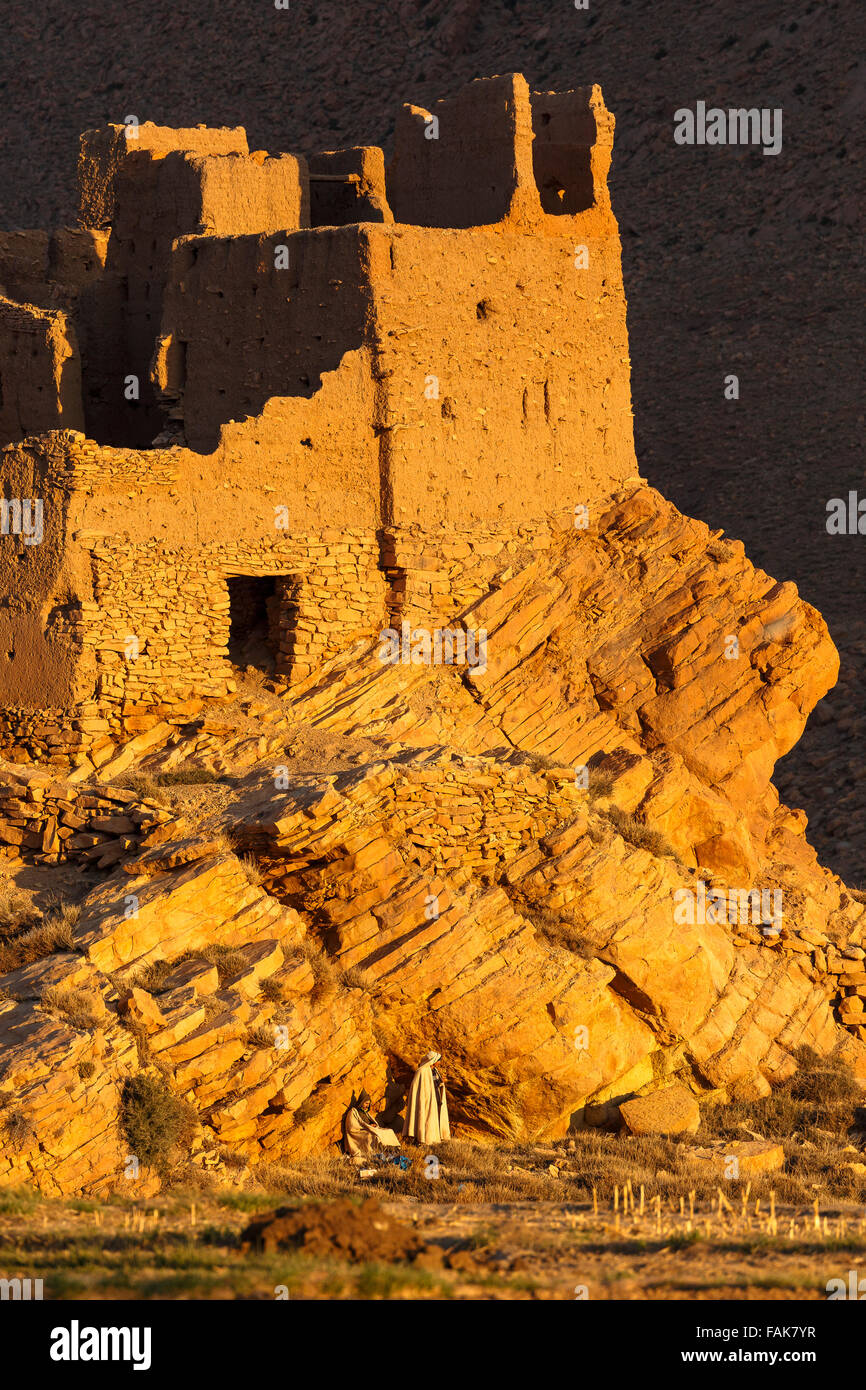 Vecchia kasbah. Tamtetoucht. Del Todra. Il Marocco. Il Nord Africa. Foto Stock