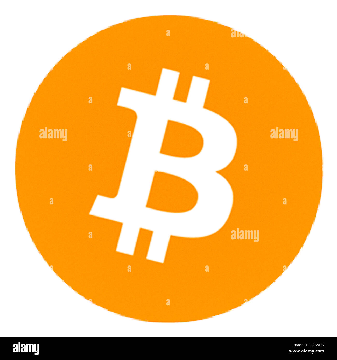 Logo ufficiale Bitcoin adottato nel 2011. Bitcoin, introdotto nel 2009, è un sistema di pagamento e valuta digitale decentralizzato che consente pagamenti istantanei e irreversibili a chiunque nel mondo utilizzando la tecnologia peer-to-peer senza autorità centrale. È stato creato nel novembre 2010 da un membro della comunità noto come "bitboy", basandosi su disegni precedenti del creatore di Bitcoin Satoshi Nakamoto, che ha pubblicato per la prima volta loghi nel 2009 e nel 2010 con "BC" e successivamente il "₿" su una moneta d'oro. Foto Stock