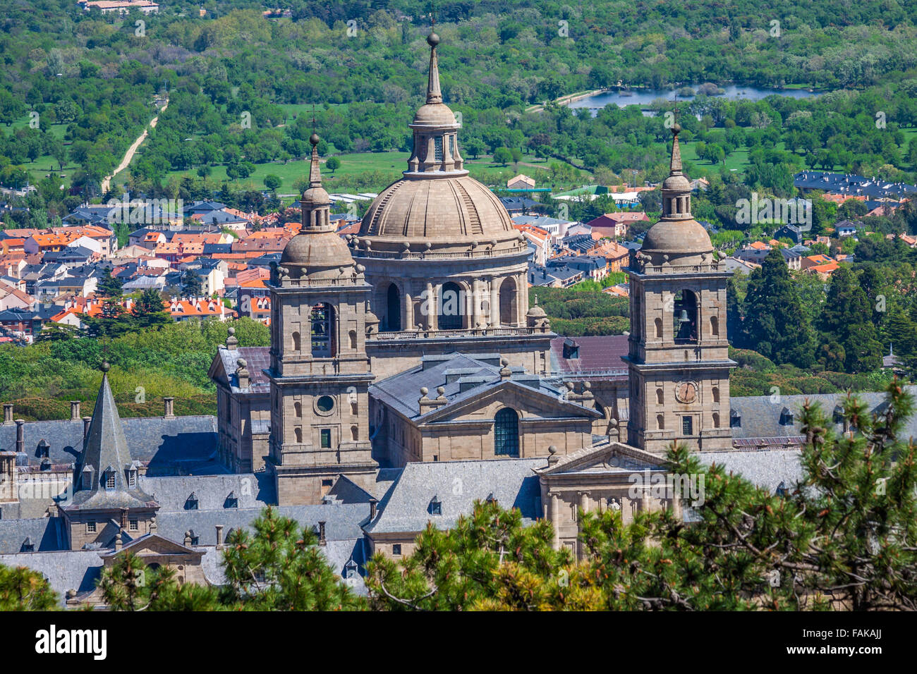 La sede reale di San Lorenzo de El Escorial, residenza storica del Re di Spagna, circa 45 chilometri a nord-ovest di Madrid, ho Foto Stock