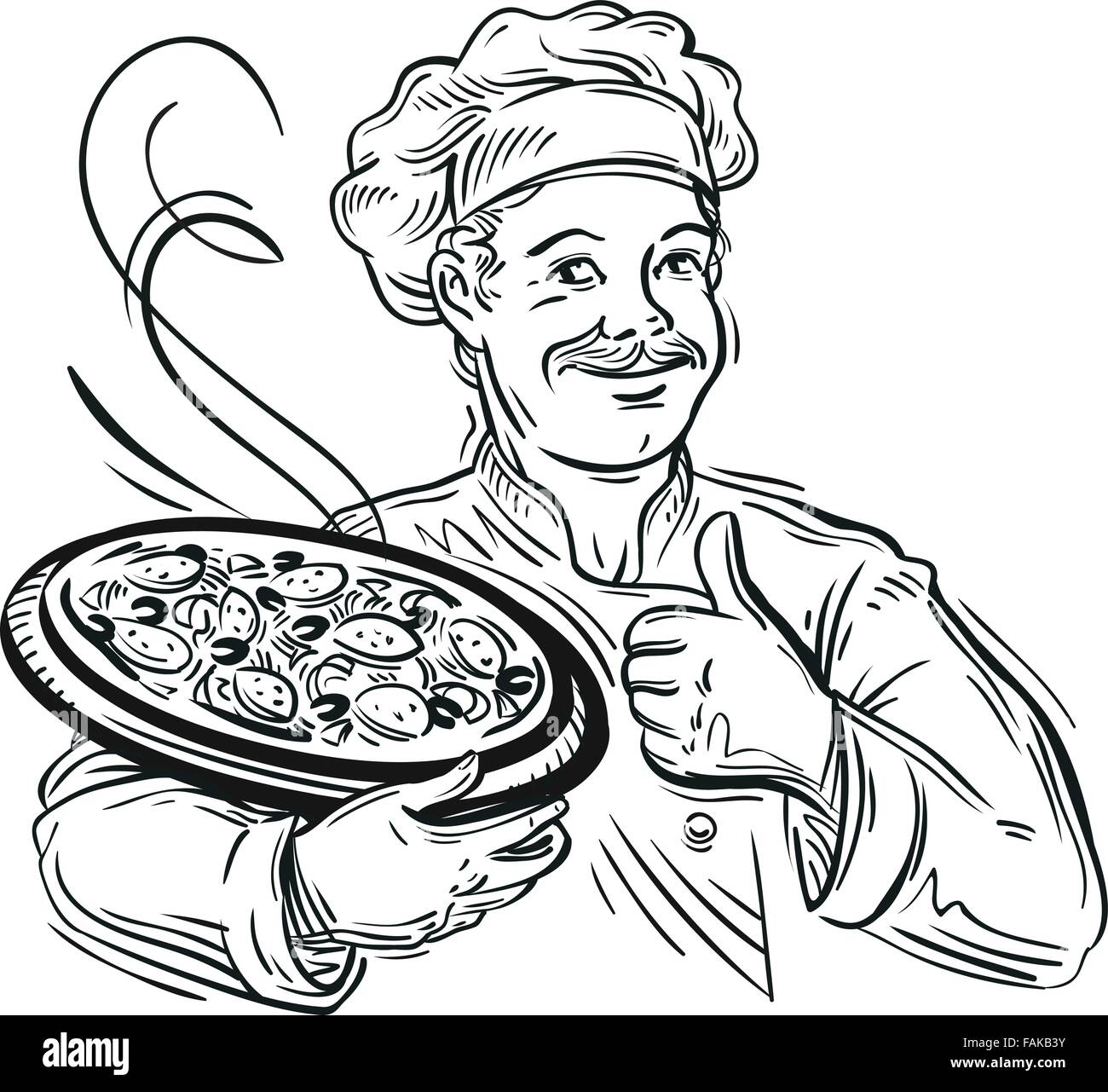 Illustrazione di un cartone animato italiano chef con un pane appena  sfornato pizza Immagine e Vettoriale - Alamy