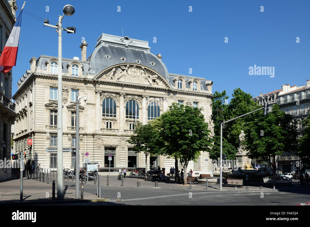 Il barocco Hôtel de la Caisse d'Epargne (1904) o cassa di risparmio sul luogo Estrangin Pastré Square Marsiglia Francia Foto Stock