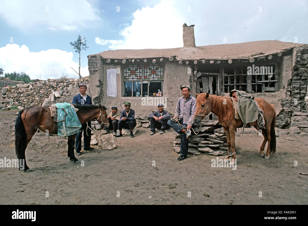 La vita del villaggio in Mongolia Interna, Cina regione autonoma Foto Stock