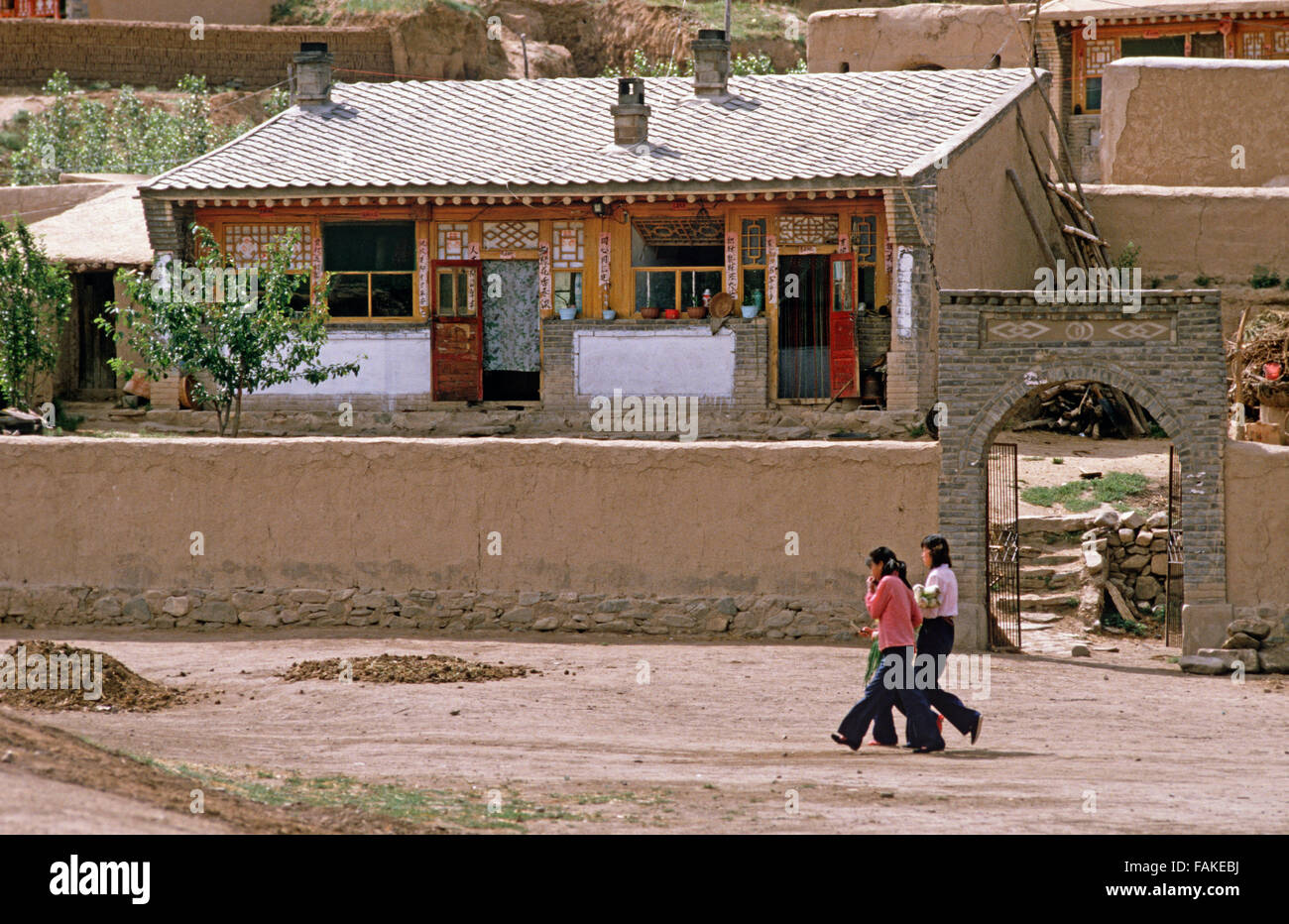 La vita del villaggio in Mongolia Interna, Cina Foto Stock
