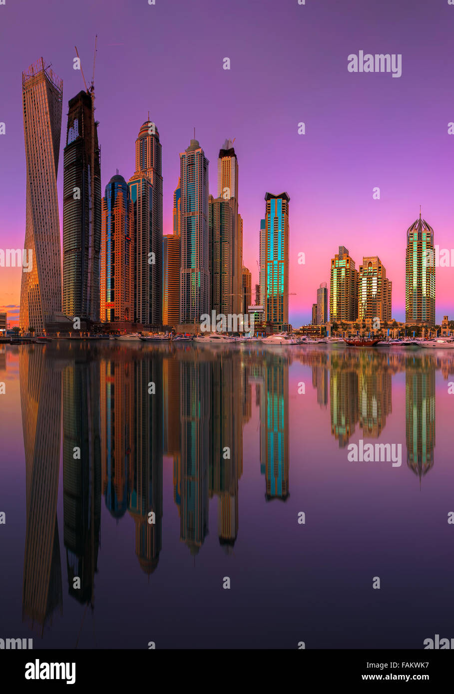 Marina di Dubai Skyline Foto Stock